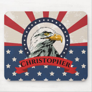 Amerikanische Flagge und Weißkopfseeadler Mousepad