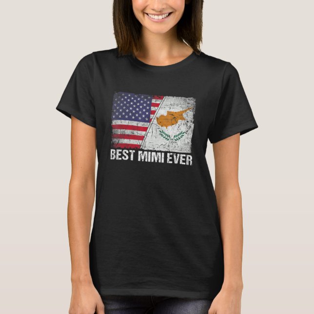 Amerikanische Flagge und Zypern-Flagge Beste Mimi- T-Shirt (Vorderseite)
