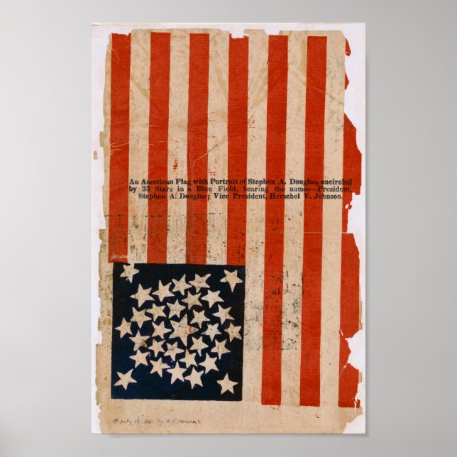 Amerikanische Flagge Unzugesicherte Vintage Fotos  Poster (Vorne)
