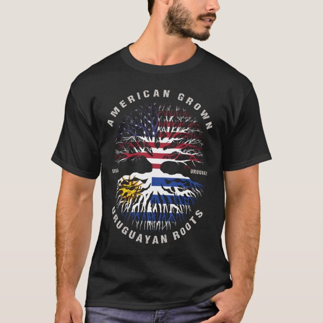 Amerikanische Flagge Uruguayan Roots Uruguay T-Shirt (Vorderseite)