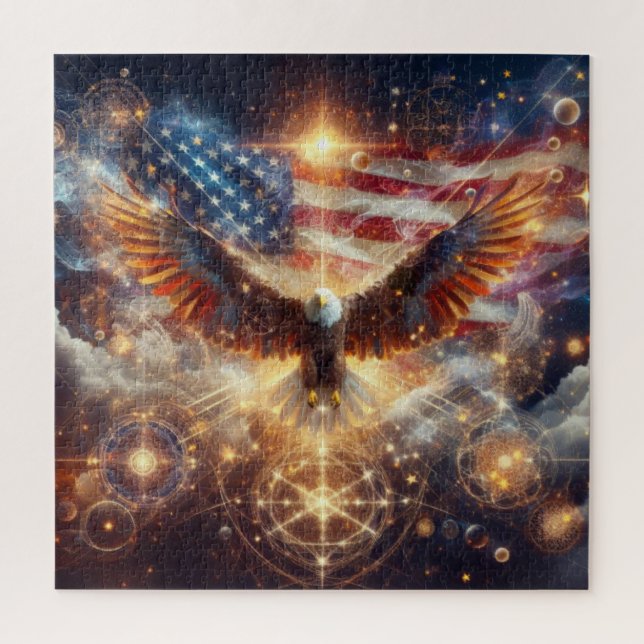 Amerikanische Flagge - US Flagge - Adler Puzzle (Vertikal)