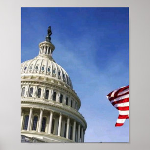 Amerikanische Flagge & US-Kapitol Patriotisches US Poster