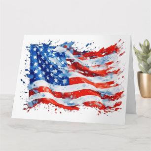 Amerikanische Flagge USA Aquarell 4. Juli Karte