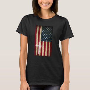 Amerikanische Flagge USA Cross Christlich Faith Pa T-Shirt
