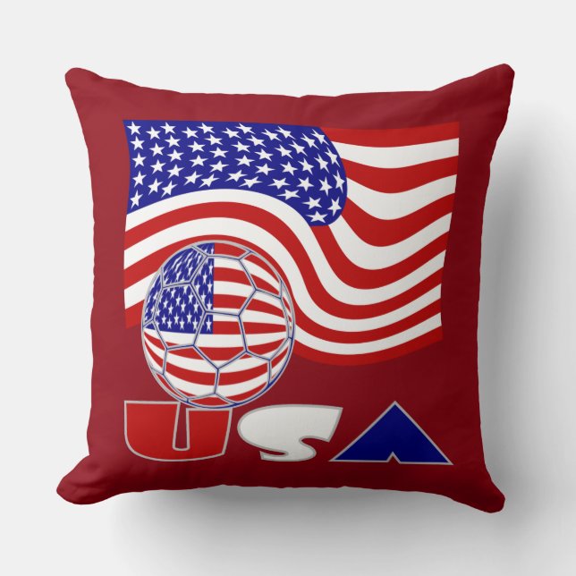 Amerikanische Flagge USA Fußball Ball Roter Hinter Kissen (Vorderseite)