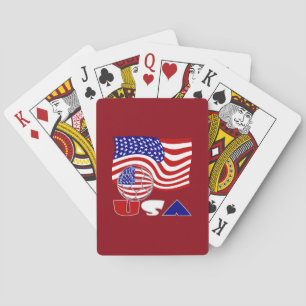 Amerikanische Flagge USA Fußball Roter Hintergrund Spielkarten