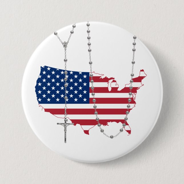 Amerikanische Flagge USA Holy Rosary Button (Vorderseite)