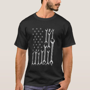 Amerikanische Flagge USA Mechaniker Schraubenschlü T-Shirt