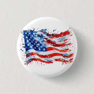 Amerikanische Flagge USA Wasserfarbe 4. Juli Button