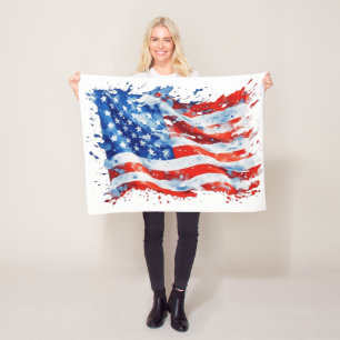 Amerikanische Flagge USA Wasserfarbe 4. Juli Fleecedecke