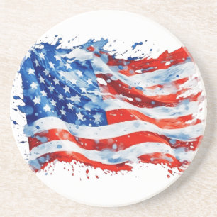 Amerikanische Flagge USA Wasserfarbe 4. Juli Getränkeuntersetzer