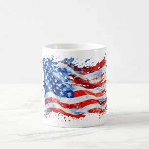 Amerikanische Flagge USA Wasserfarbe 4. Juli Kaffeetasse