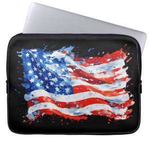 Amerikanische Flagge USA Wasserfarbe 4. Juli Laptopschutzhülle