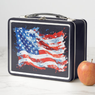 Amerikanische Flagge USA Wasserfarbe 4. Juli Metall Brotdose