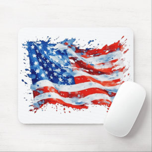 Amerikanische Flagge USA Wasserfarbe 4. Juli Mousepad