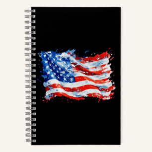 Amerikanische Flagge USA Wasserfarbe 4. Juli Notizbuch