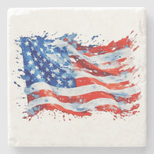 Amerikanische Flagge USA Wasserfarbe 4. Juli Steinuntersetzer