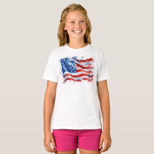Amerikanische Flagge USA Wasserfarbe 4. Juli T-Shirt
