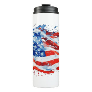 Amerikanische Flagge USA Wasserfarbe 4. Juli Thermosbecher