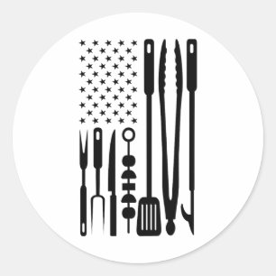 Amerikanische Flagge Utensil BBQ-Werkzeuge Griller Runder Aufkleber
