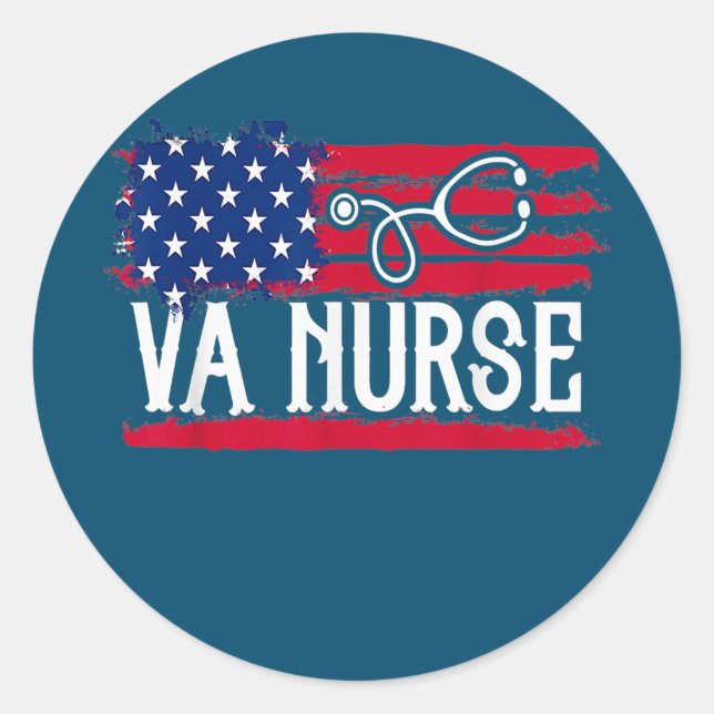 Amerikanische Flagge VA Nurse Patriotic 4. Runder Aufkleber (Vorderseite)