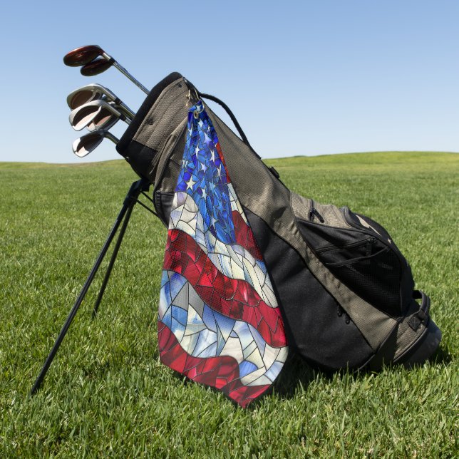 Amerikanische Flagge verkleidetes Glas Golf Handtu Golfhandtuch (Gras)