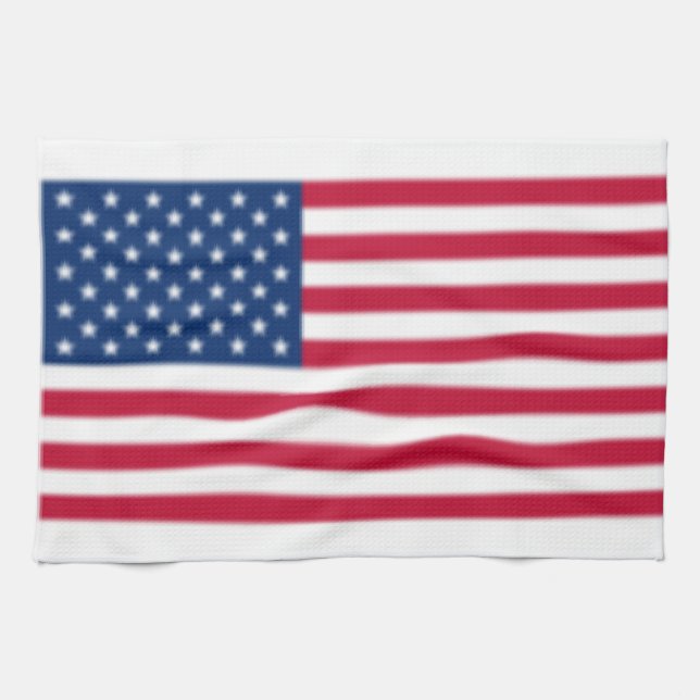 Amerikanische Flagge verschwommen Geschirrtuch (Horizontal)