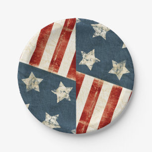 Amerikanische Flagge verwitterte Sterne und Streif Pappteller