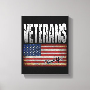 AMERIKANISCHE FLAGGE VETERANEN DANKE 4. JULI LEINWANDDRUCK