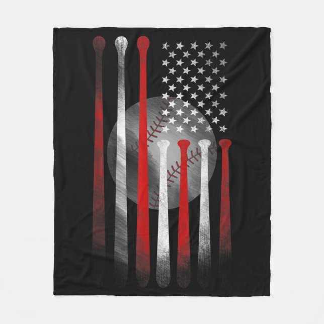 Amerikanische Flagge Vintag Baseball Fleecedecke (Vorderseite)