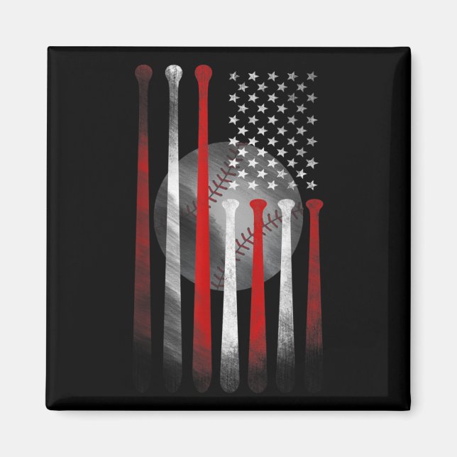 Amerikanische Flagge Vintag Baseball Magnet (Vorne)