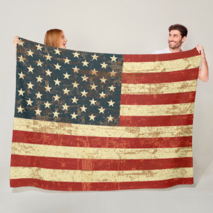 Amerikanische Flagge Vintag erschüttert Fleecedecke