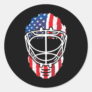 Amerikanische Flagge Vintag Hockey Goalie Mask 4.  Runder Aufkleber