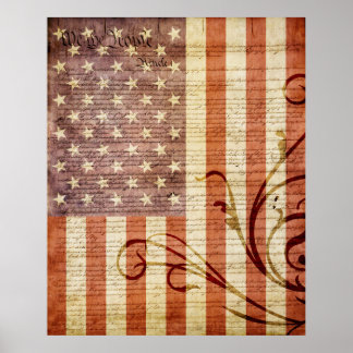 Amerikanische Flagge Vintag Poster