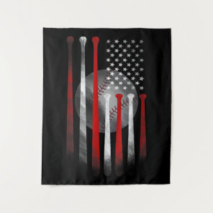 Amerikanische Flagge Vintage Baseball Wandteppich