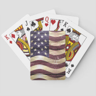 Amerikanische Flagge Vintage Holz Spielkarten