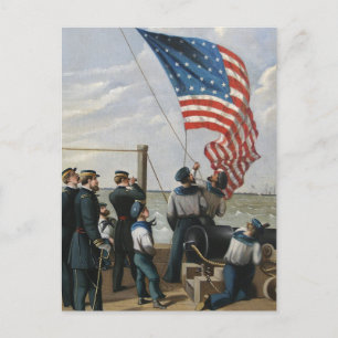 Amerikanische Flagge Vintage Kunst der militärisch Postkarte