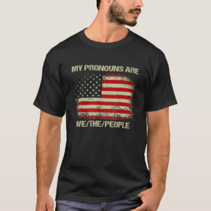 Amerikanische Flagge Vintage Meine Pronomen Sind W T-Shirt