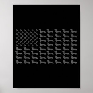 Amerikanische Flagge Vintage Patriotischer Dachshu Poster