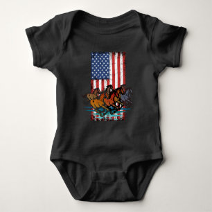AMERIKANISCHE FLAGGE VINTAGE PFERD BABY STRAMPLER