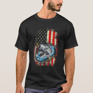 Amerikanische Flagge Vintage T USA Bass Angler T-Shirt