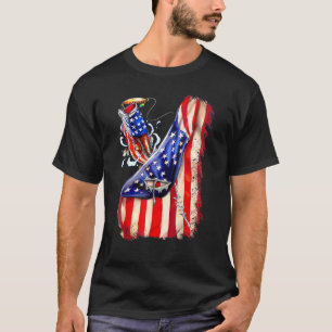 Amerikanische Flagge Vintage USA Bass Angler T-Shirt