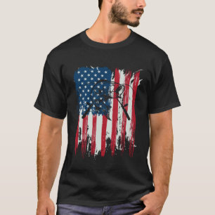 Amerikanische Flagge Vintage USA Bass Angler T-Shirt