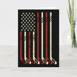 Amerikanische Flagge Vintage Usa Eishockey Liebhab Karte