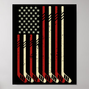 Amerikanische Flagge Vintage USA Eishockey Liebhab Poster