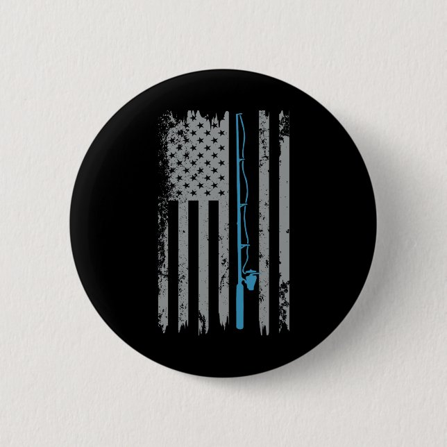Amerikanische Flagge Vintager Fischer Button (Vorderseite)