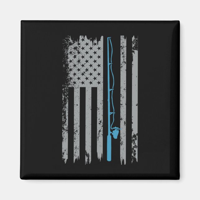 Amerikanische Flagge Vintager Fischer Magnet (Vorne)