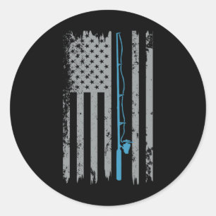Amerikanische Flagge Vintager Fischer Runder Aufkleber