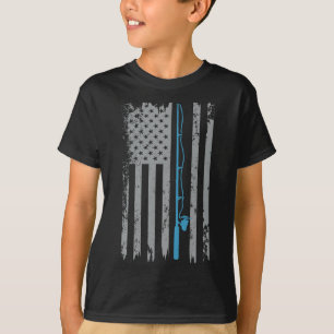 Amerikanische Flagge Vintager Fischer T-Shirt