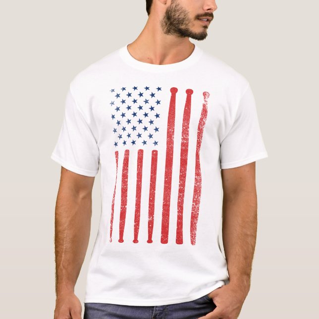 Amerikanische Flagge Vintager patriotischer T-Shirt (Vorderseite)